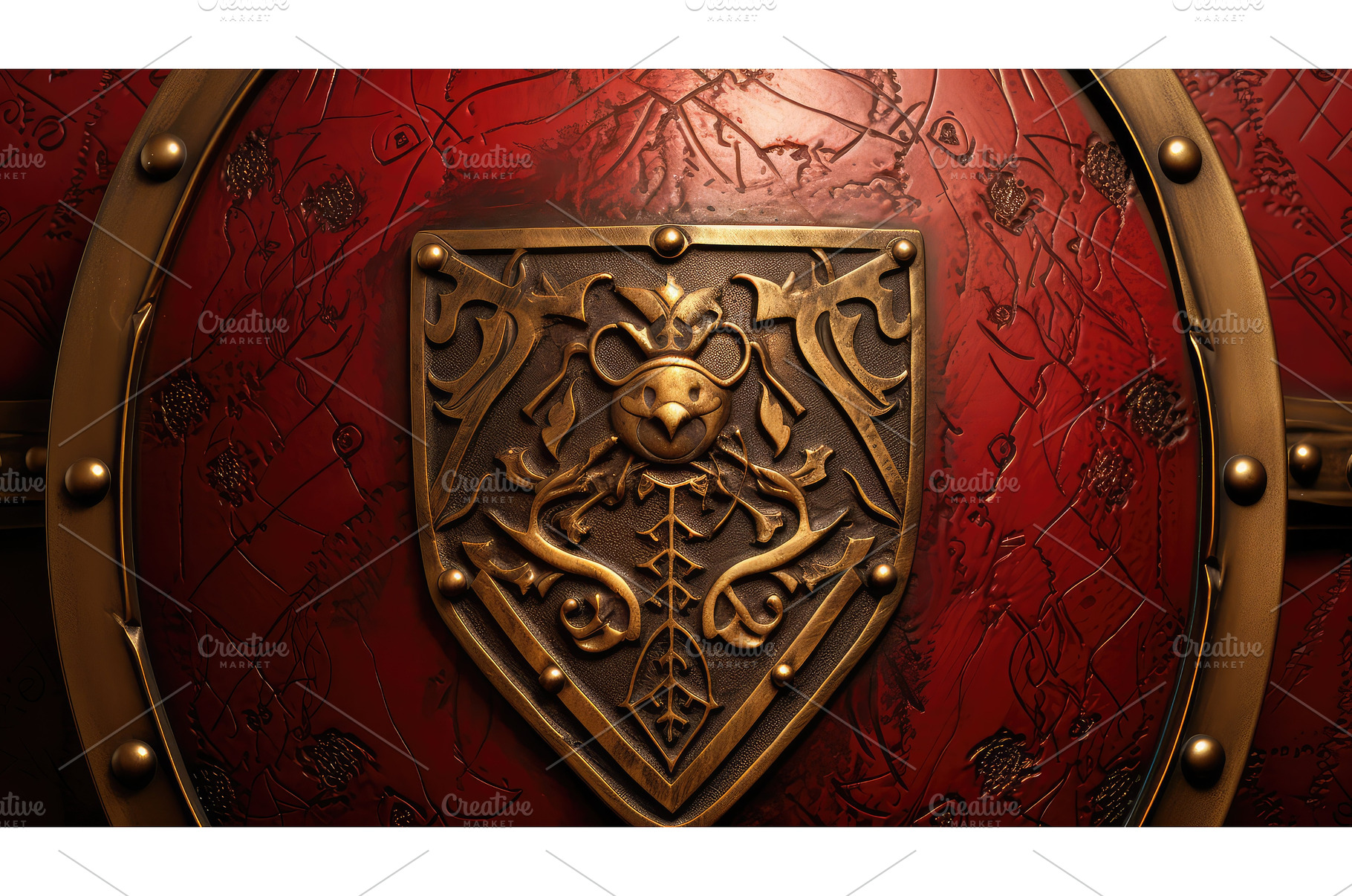 battle red shield ai generated, an Arts & Entertainment Photo by pikepicture