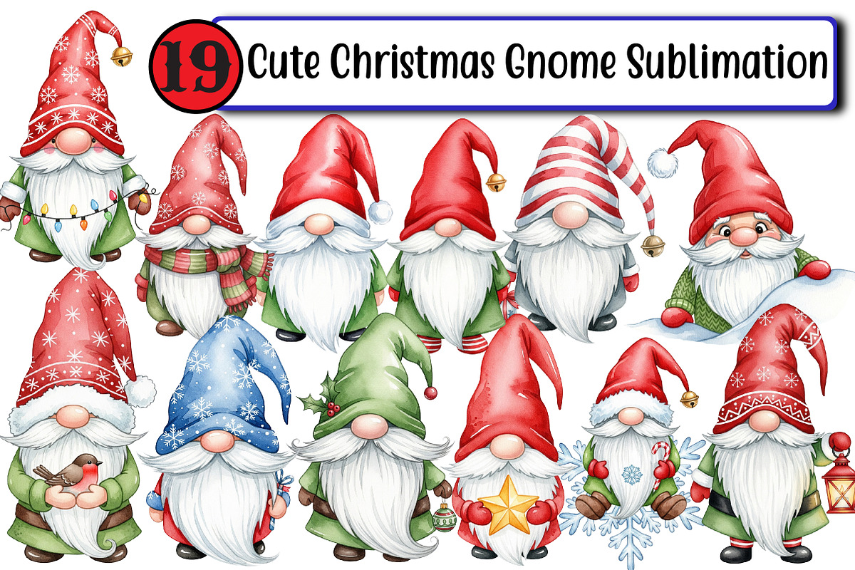 Cute Christmas Gnome Sublimation, an Illustration by Design Market (Photo 1 of 3)