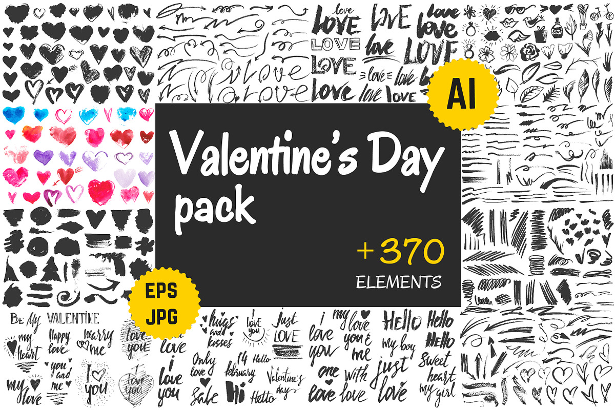 Valentine's Day Pack. 378 elements., a Brush Add-On by MariShop (Photo 1 of 4)