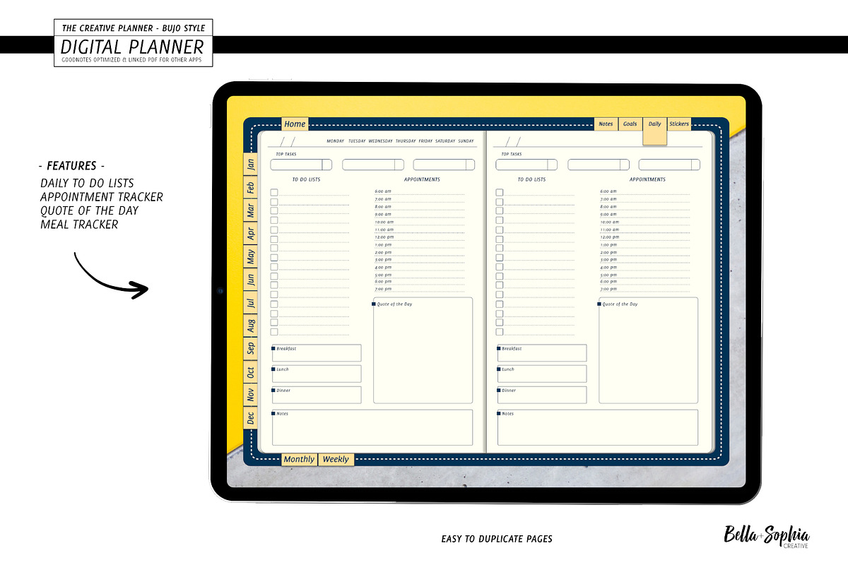 Navy Digital Planner for Goodnotes, a Stationery Template by Bella+Sophia Creative (Photo 5 of 6)