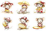 Cute Watercolor Beach Mouse Clipart, a Seasonal Illustration by Designking (Thumbnail 2 of 4)