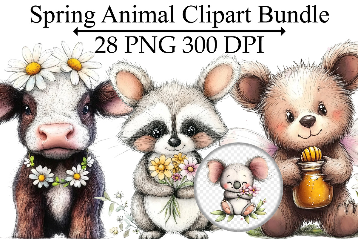 Spring Animal Clipart Bundle, an Illustration by Design Market (Photo 1 of 5)