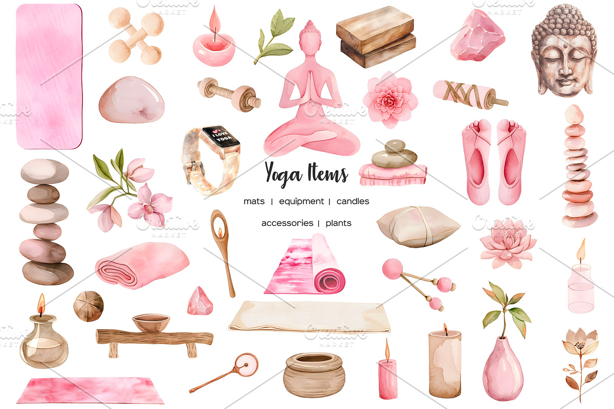Watercolor yoga clipart. Yoga poses, a Healthcare Illustration by Art and Funny (Photo 3 of 8)