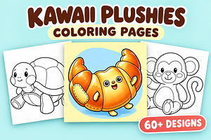 Kawaii Plushies Coloring Pages #1