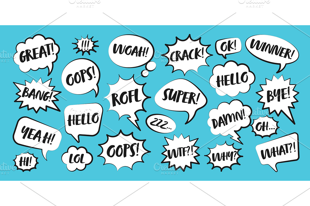 Comic speech bubbles with, an Object Illustration by 32pixels