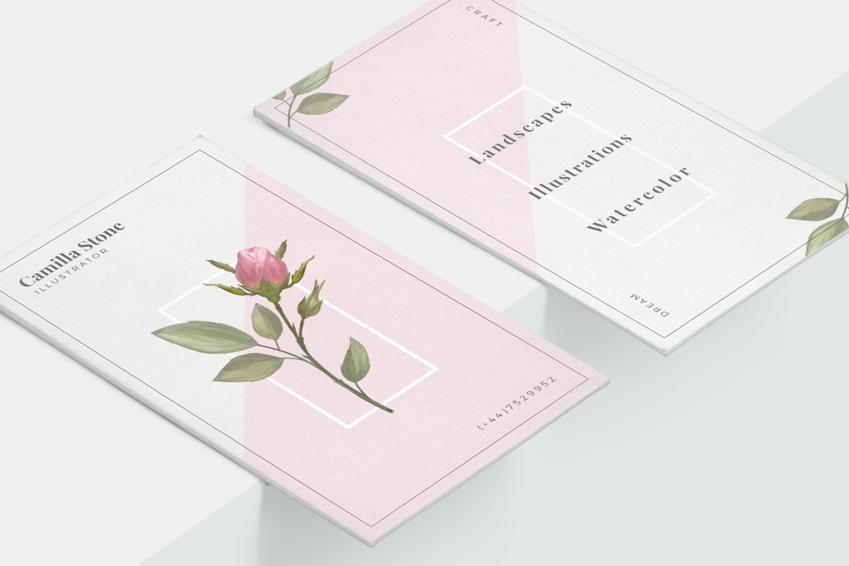 Pink Rose Business Card Template, a Business Card Template by Digital Space (Photo 3 of 5)