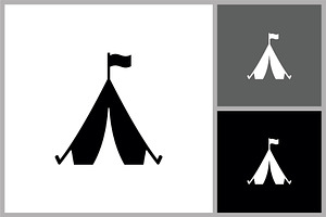 Camping Tent Silhouette Icon, a Branding & Logo Template by quadrazo