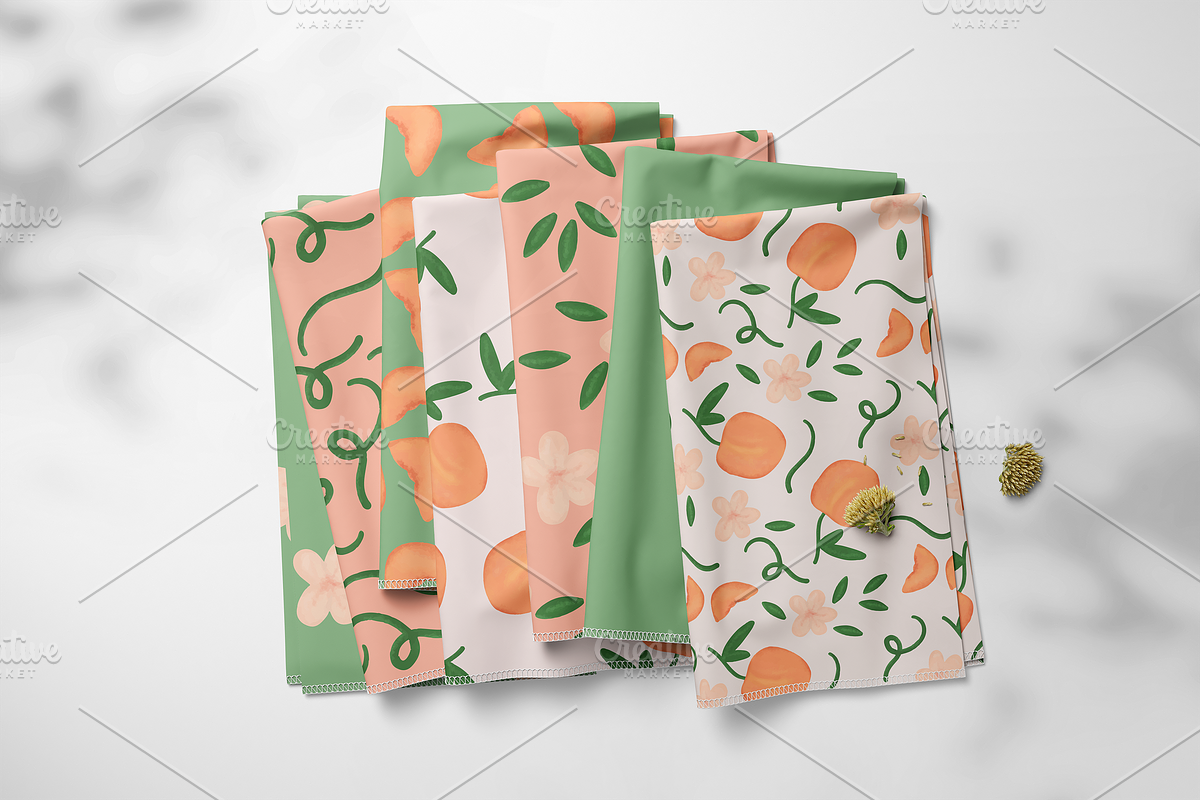 Just Peachy - 9 Seamless Patterns, a Food Illustration by Lucky Dog Design Co. (Photo 1 of 3)