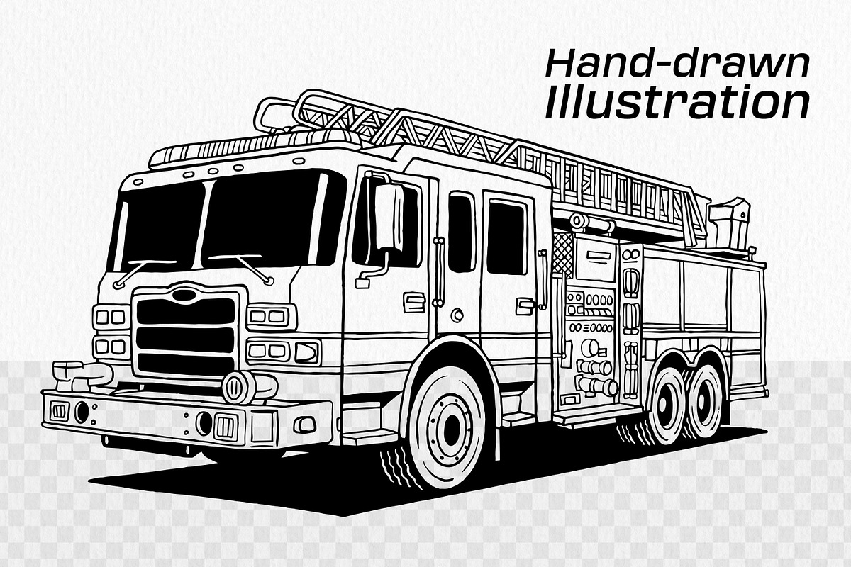 Heavy Vehicle Hand-Drawn Vector, a Transportation Illustration by Tekuni (Photo 3 of 9)
