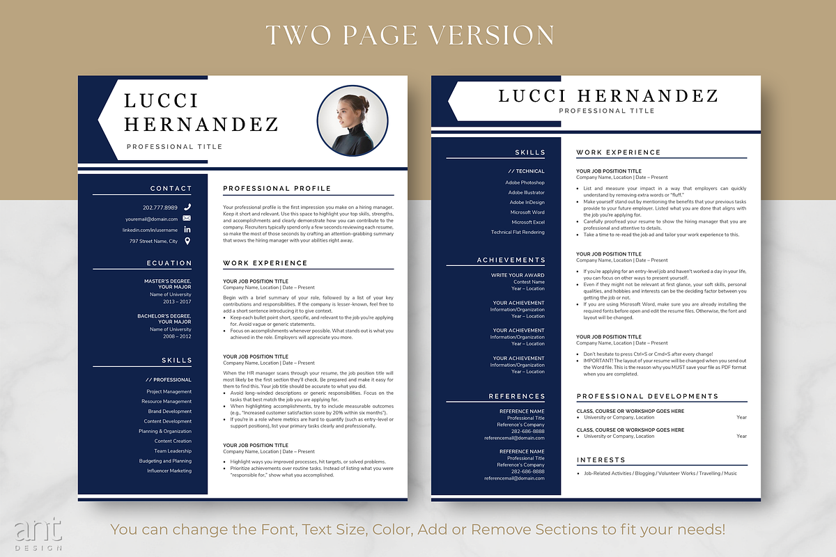 Modern Resume Template - The Lucci preview 3