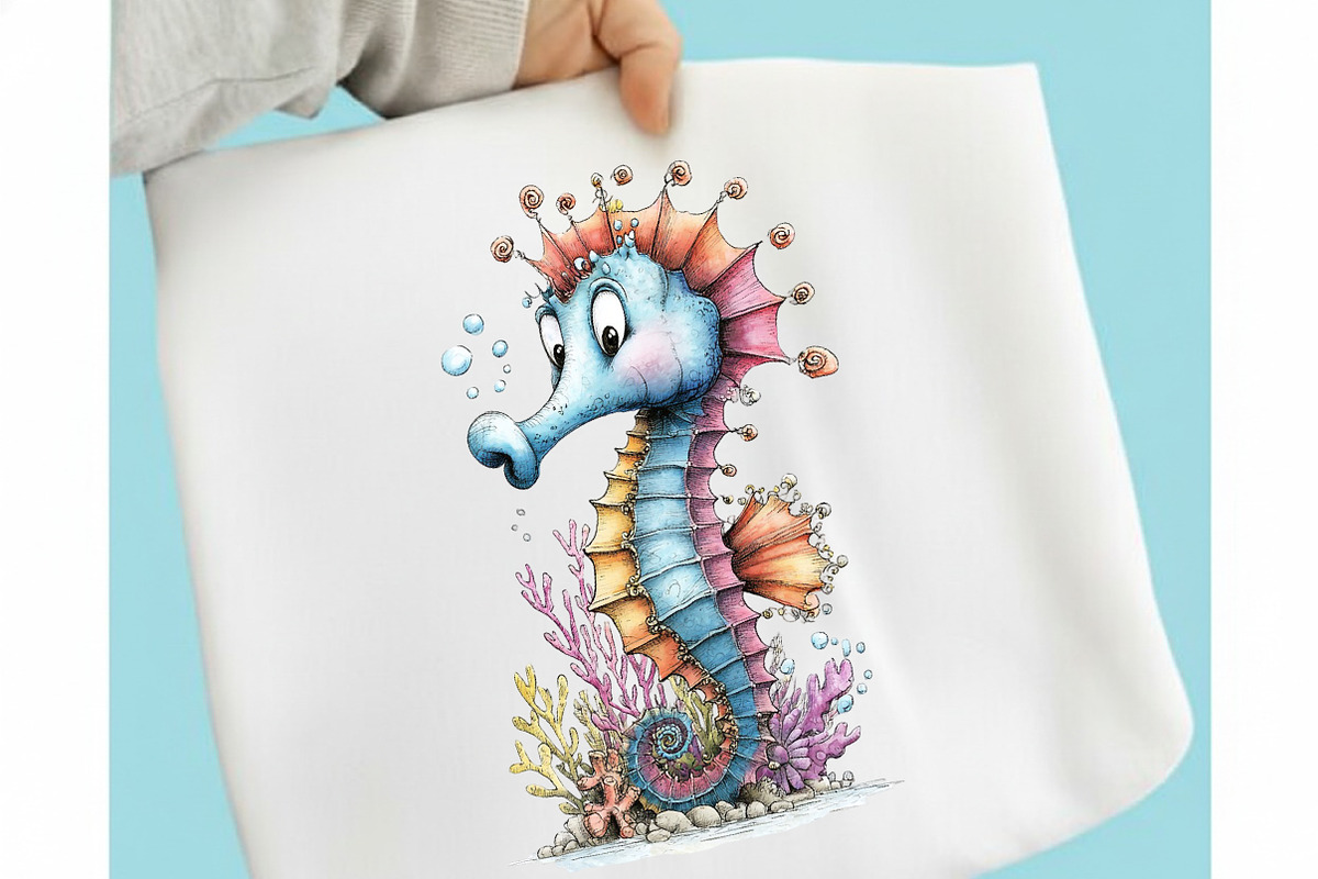 Whimsical Seahorse Clipart, a Seasonal Illustration by designcity5 (Photo 3 of 5)
