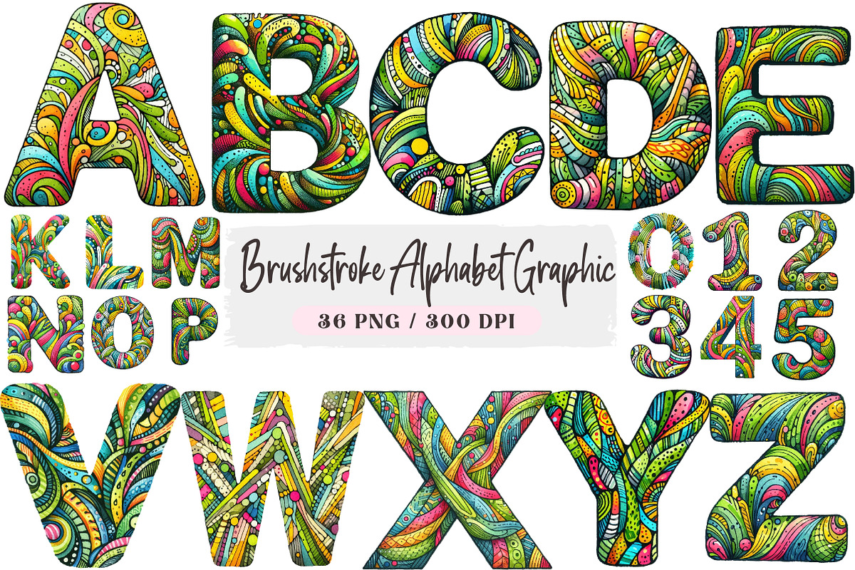 Brushstroke Alphabet Graphic Clipart, an Illustration by DreamArtGraphic (Photo 1 of 4)