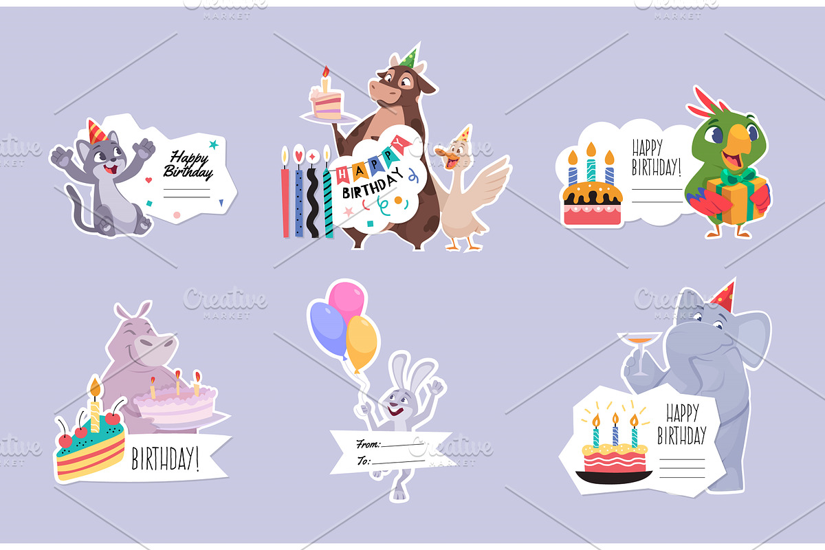 Birthday stickers. party invitation, an Object Illustration by Onyx