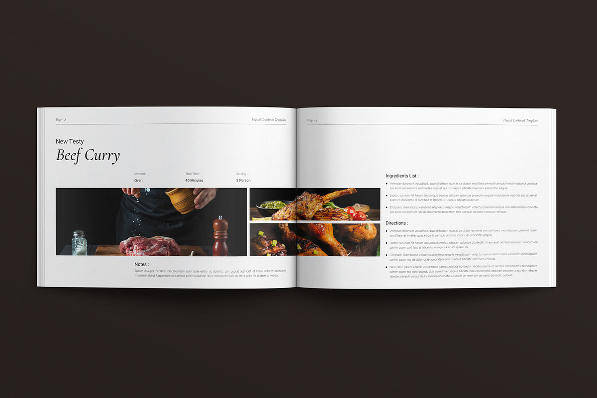 Digital Cook Book Template Landscape, a Brochure Template by E-Type (Photo 4 of 7)
