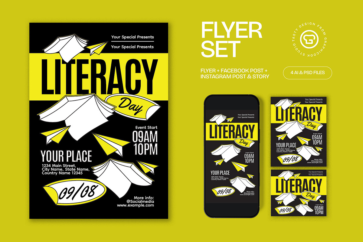 International Literacy Day Flyer, a Flyer Template by graphicook (Photo 1 of 3)