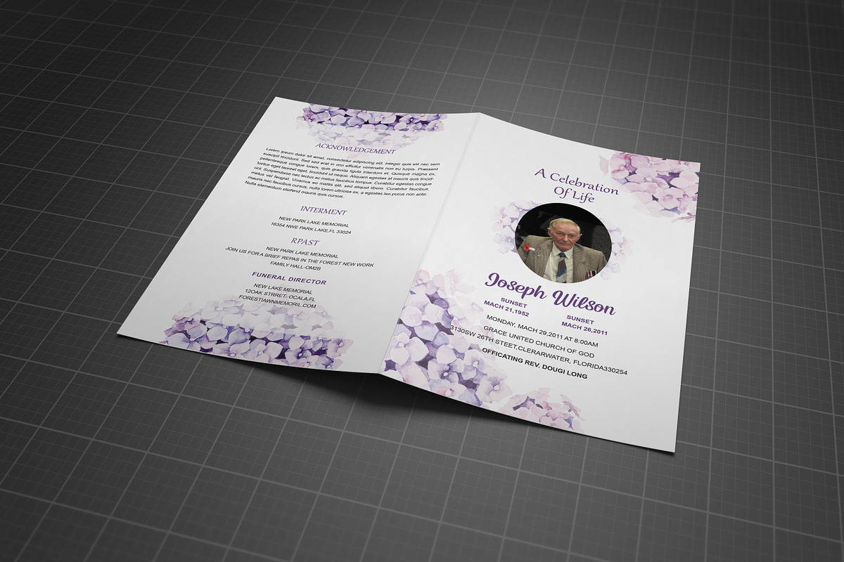 Funeral Program Template Purple, a Brochure Template by Madhabi Studio (Photo 3 of 5)