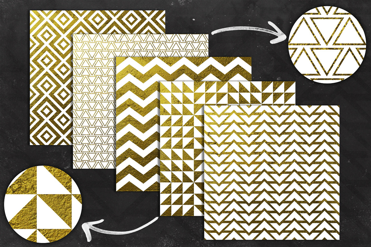 Geometric Wht and Gold Pack preview 3