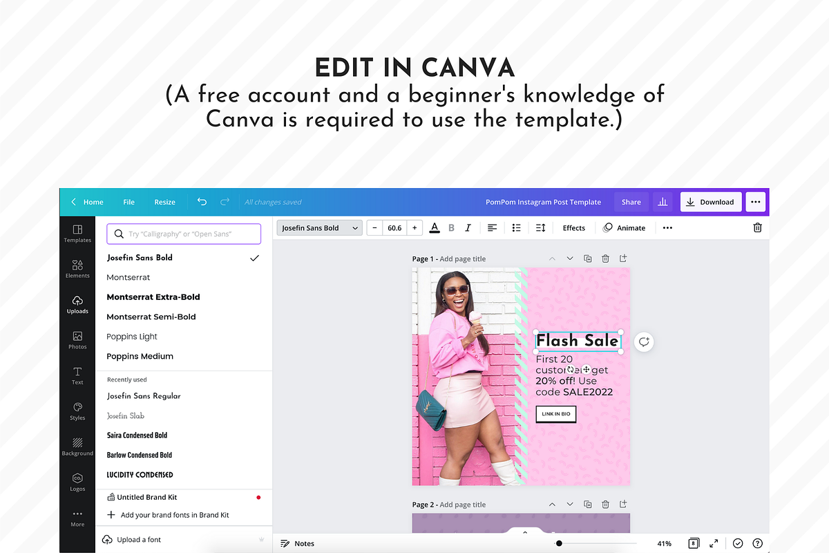Instagram Template Pink Canva Set, a Social Media Template by ltsdesigns (Photo 4 of 4)