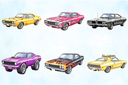 Retro Muscle Car Art Pack, an Illustration by Craft Nest (Thumbnail 5 of 6)