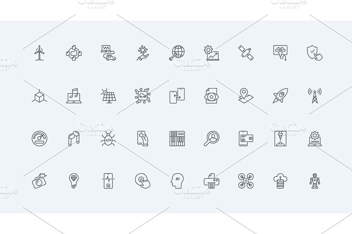 Smart technology electronic icons, a Technology Illustration by Lemberg Vector