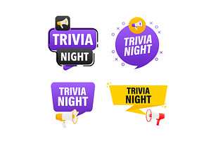 Megaphone label set with text Trivia