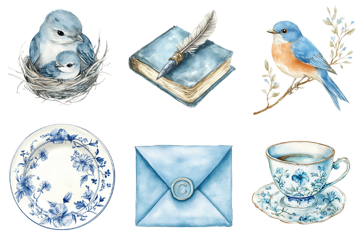 Vintage Muted Blue Mother's Day PNG, an Illustration by SinaCreation (Photo 3 of 5)