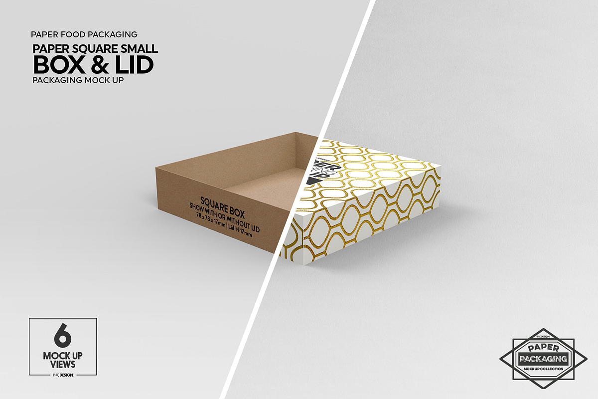 Small Square Paper Box&Lid Mockup, a Cups & Container Mockup by INCDesign (Photo 8 of 10)
