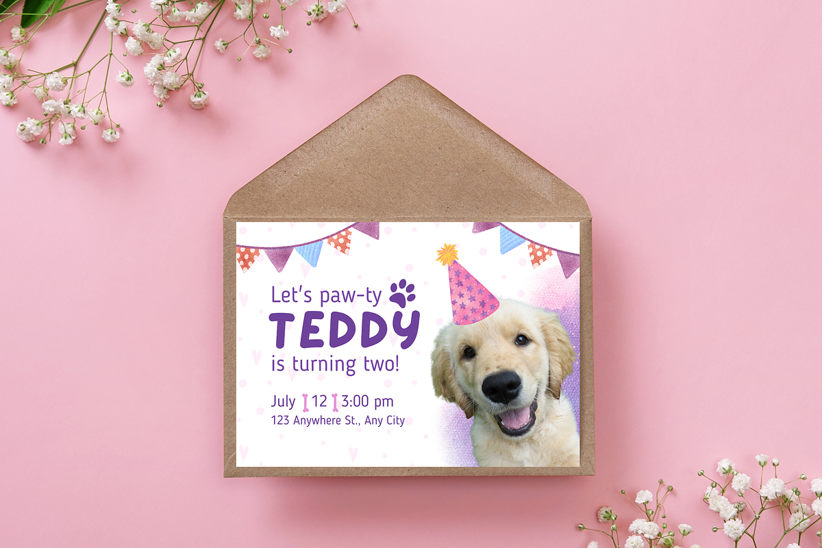 Let's Paw-ty Pet Birthday Invitation, a Design Template by TemplateCastleStore (Photo 8 of 9)