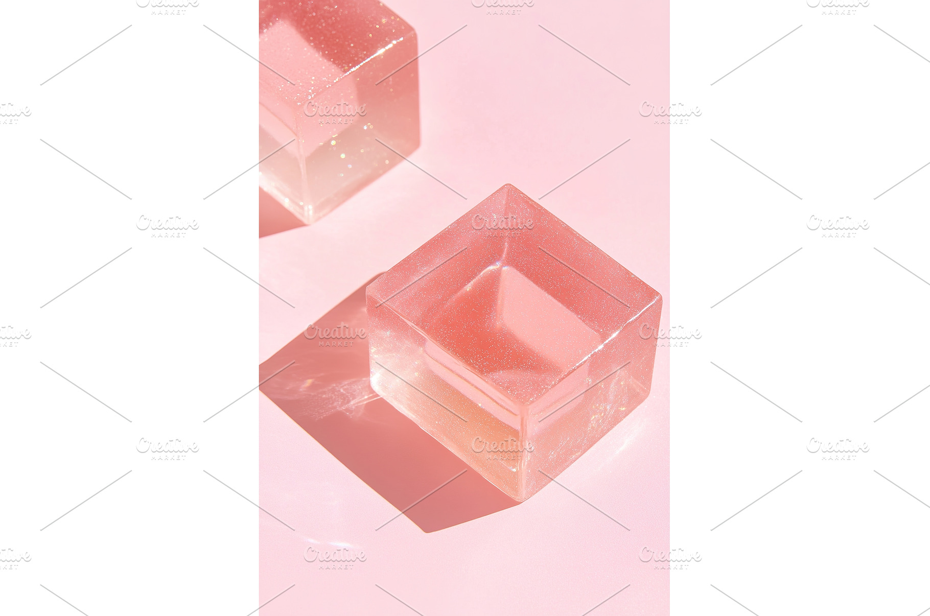 Sparkling pink transparent cubes on, an Abstract Photo by Lermont51