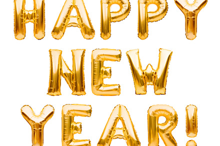 Happy New Year phrase made of golden