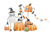 Cute Watercolor Halloween Ghost, a Seasonal Illustration by the_myro (Thumbnail 3 of 7)