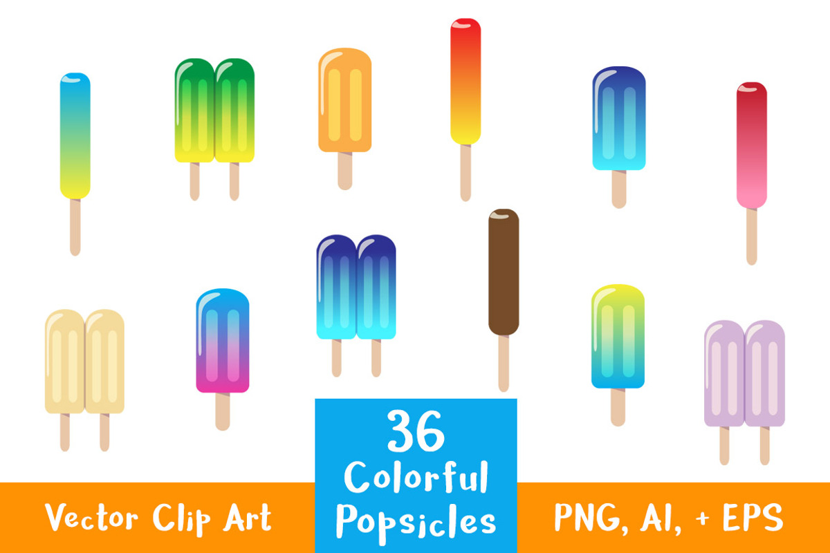 36 Colorful Popsicles, an Object Graphic by The Digital Download Shop (Photo 1 of 2)