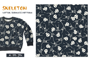 Skeleton Vector Pattern - Halloween