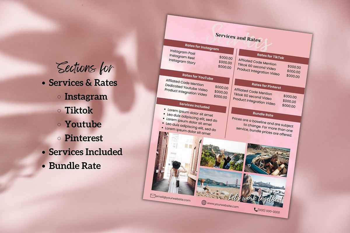 Four Page Media Kit in Pink, a Templates & Theme by ProductiveandFree (Photo 7 of 13)