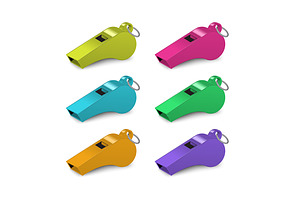 Realistic Metallic Whistle. Vector