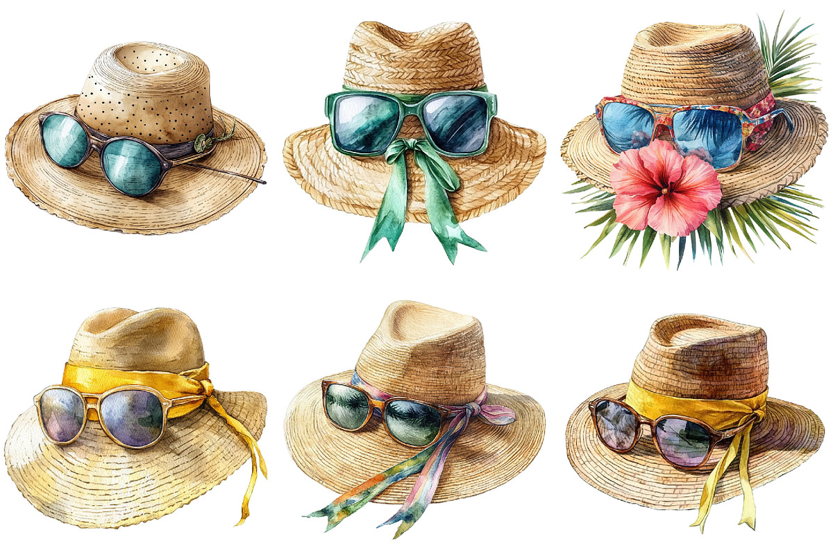 Summer Elegant Hat Clipart Bundle, an Illustration by Pixels.Craft (Photo 2 of 8)