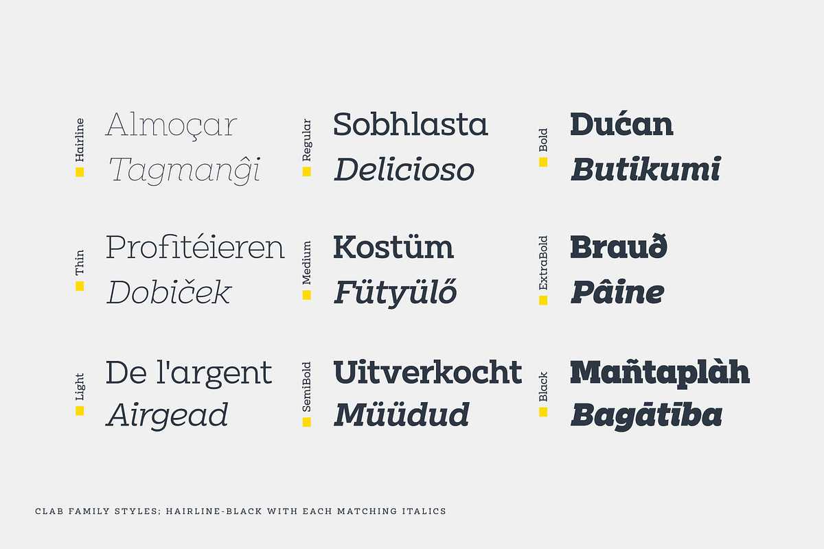 Clab; 18 fonts, a Slab Serif Font by Eko Bimantara (Photo 4 of 11)