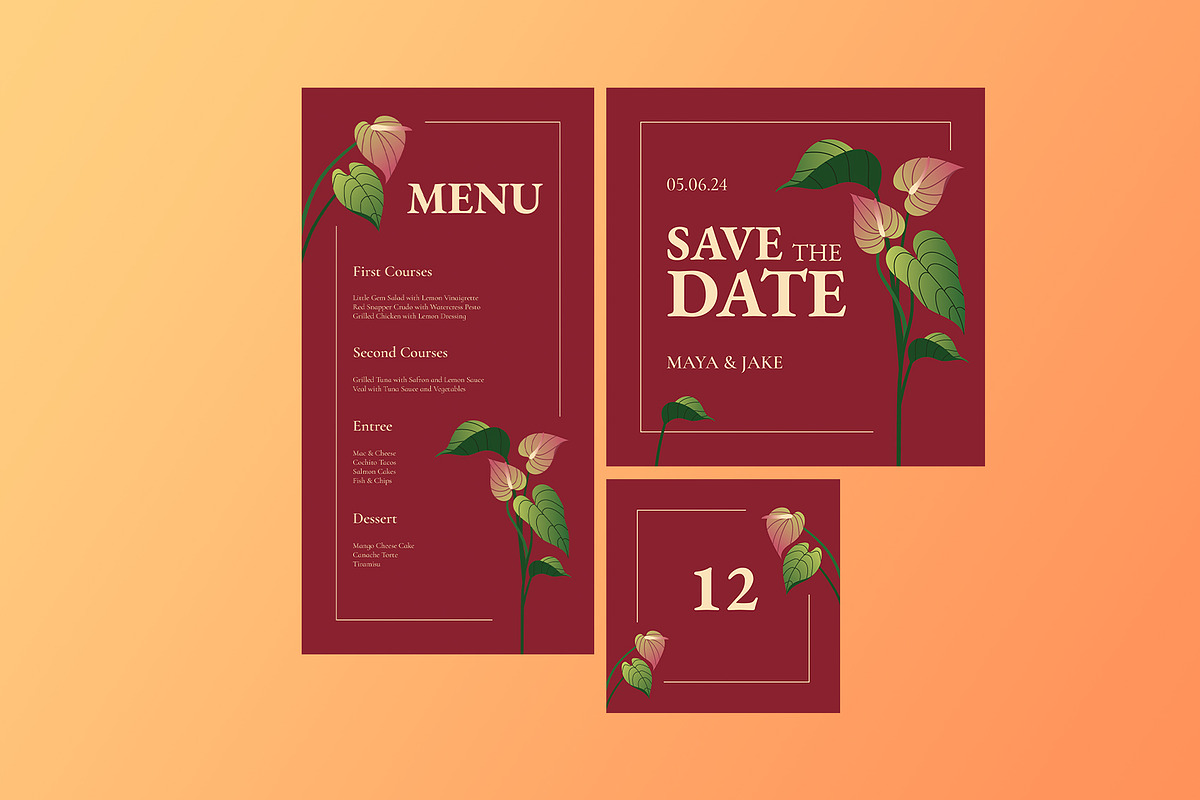 Anthurium Wedding Invitation Suite, a Card Template by Neermana (Photo 3 of 4)