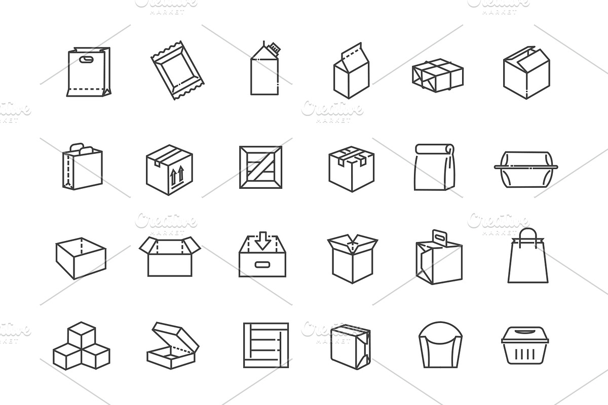 Vector Package Types Icon Set, an Outline Icon by Tettygreen (Photo 2 of 2)