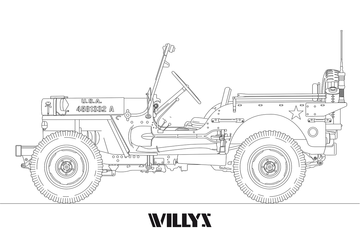 Willys MB historical car, an Illustration by frizio