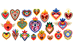 Sacred patterned hearts. Traditional, an Animal Illustration by YummyBuum