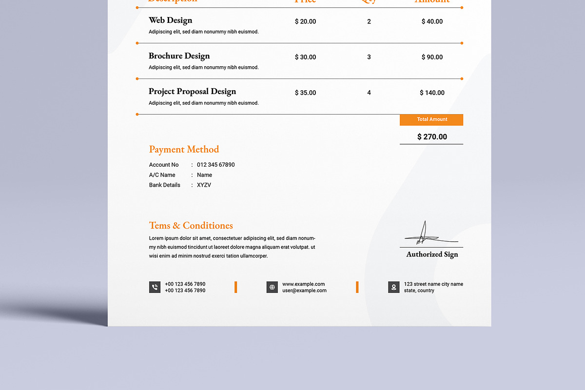 Invoice Design Template, a Stationery Template by MightyDesign (Photo 3 of 8)