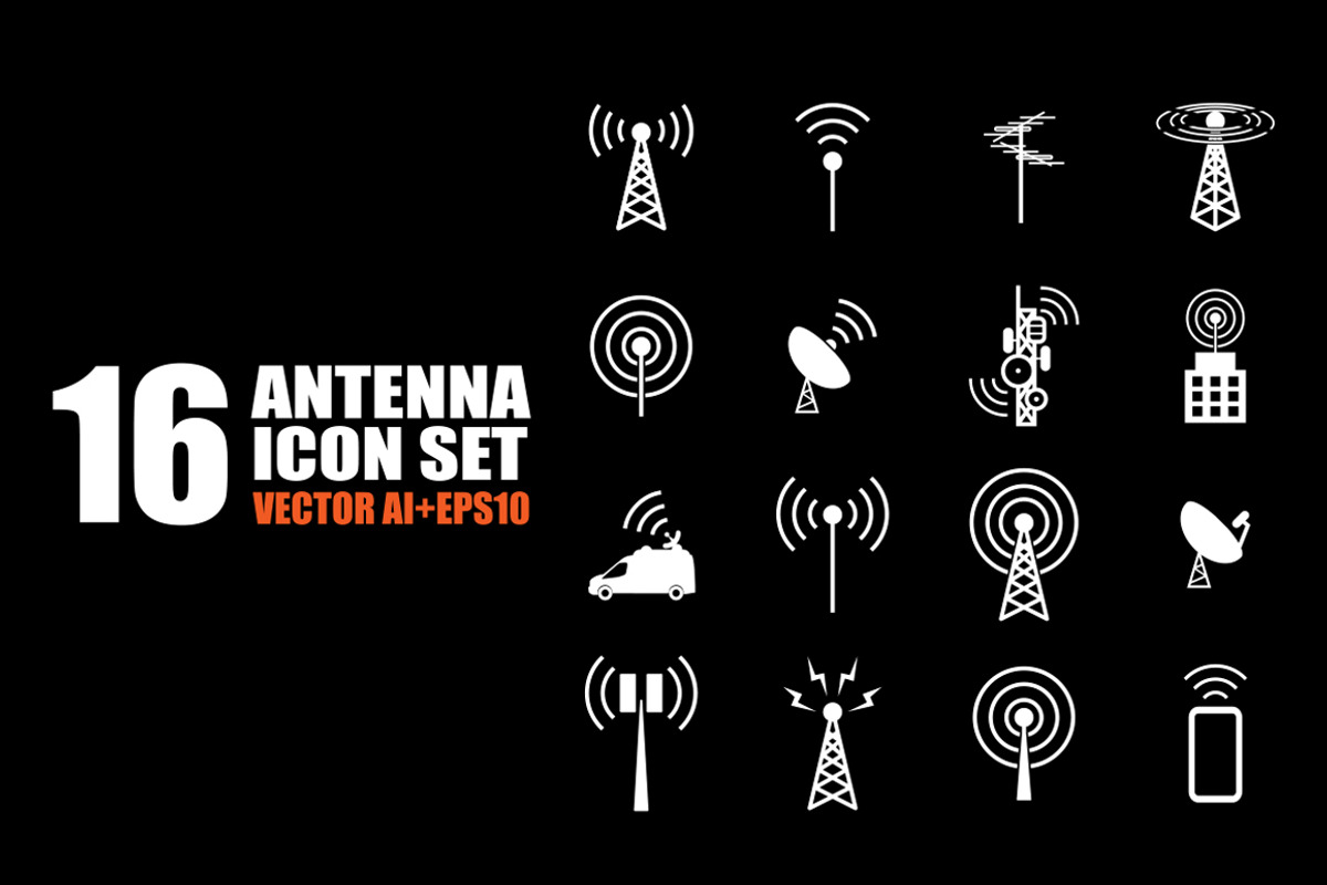Antenna icon set, an Icon by iconerstock