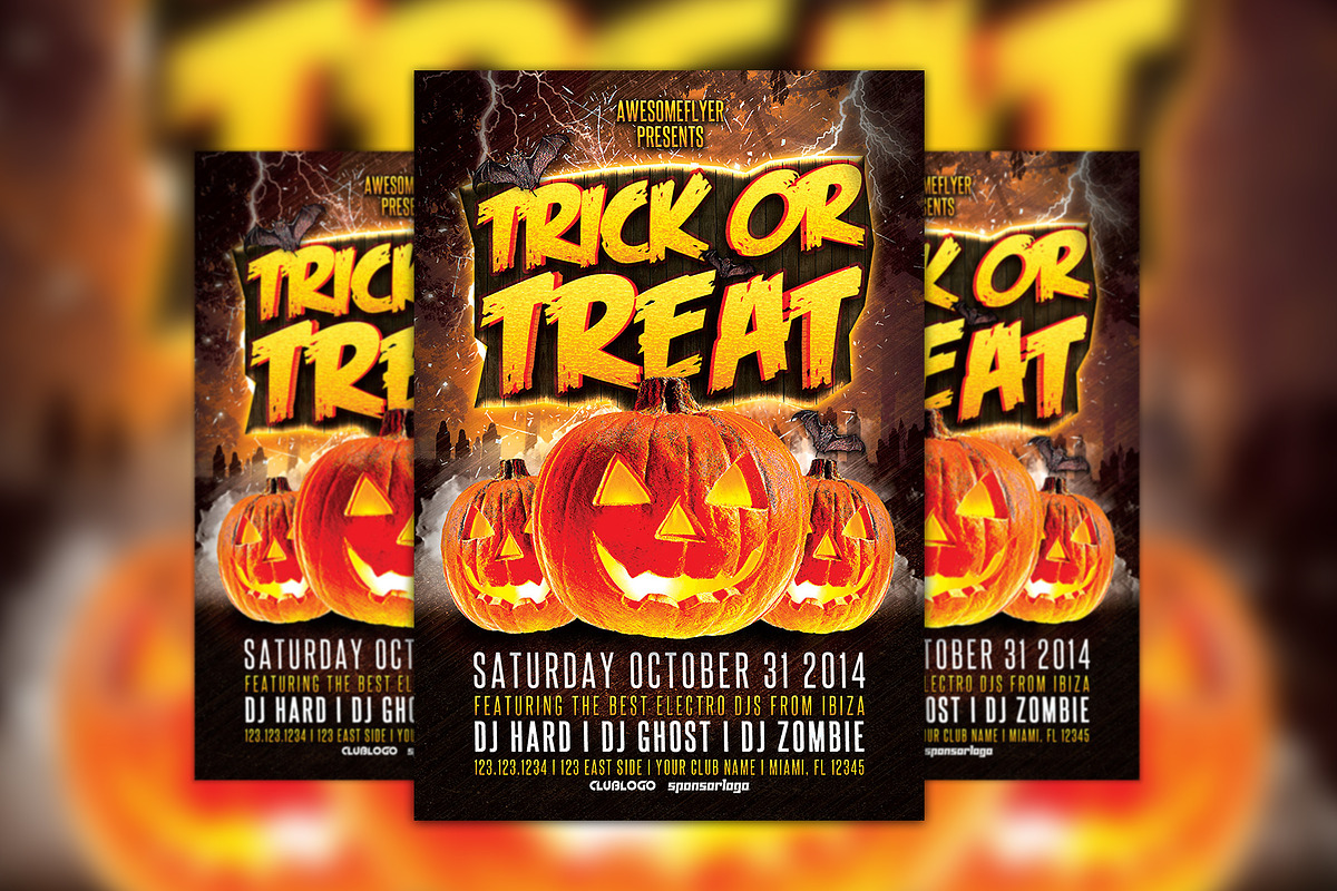 Trick or Treat Halloween Party Flyer, a Flyer Template by Flyermind