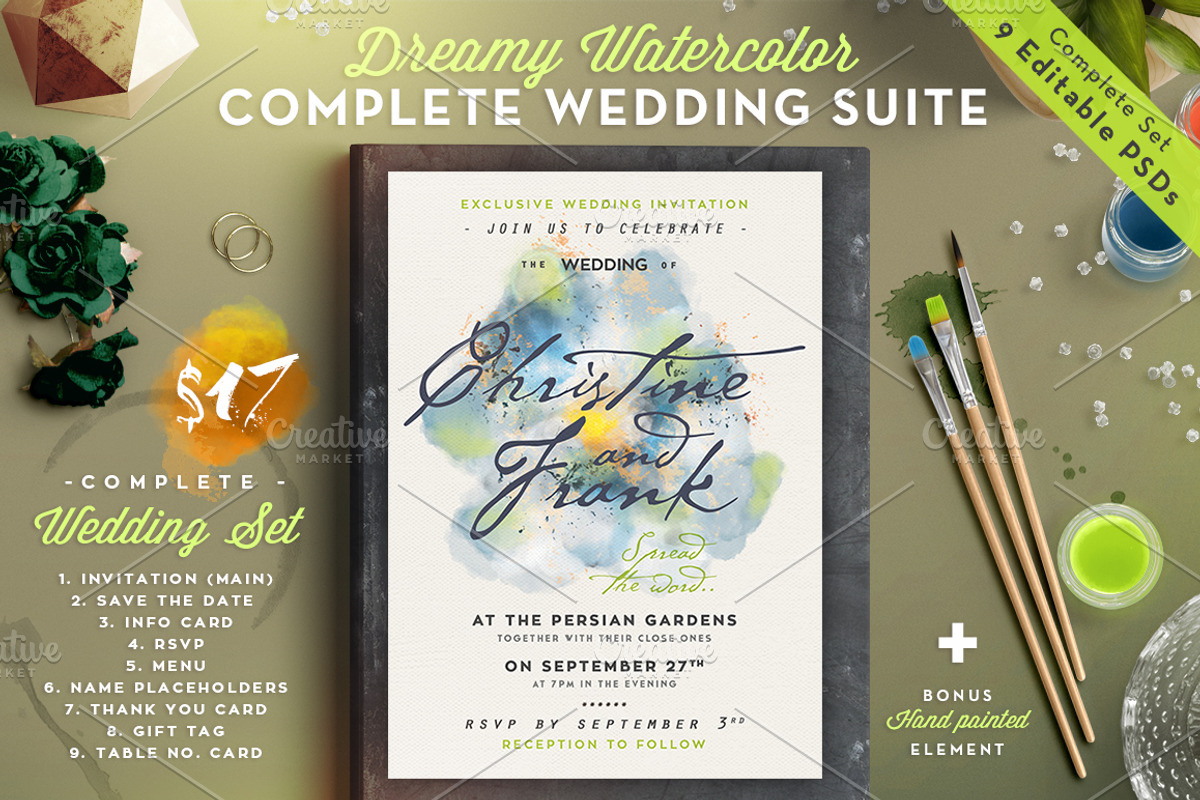 Dreamy Watercolor Wedding Suite III, an Invitation Template by The Wedding Shop (Photo 1 of 10)