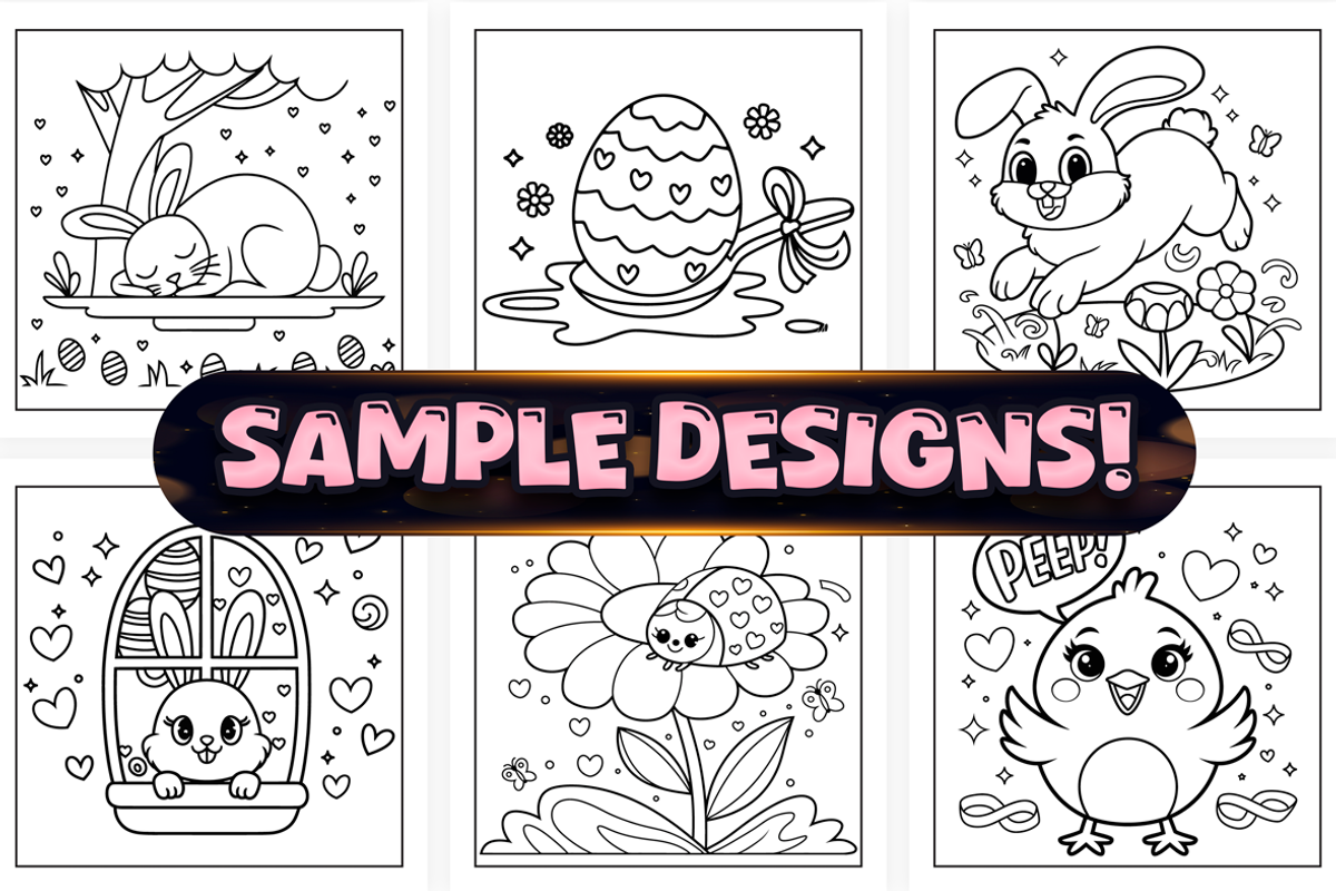 Bold Easy Cute Easter Coloring Pages, a Seasonal Illustration by Craftsbeefy (Photo 3 of 4)