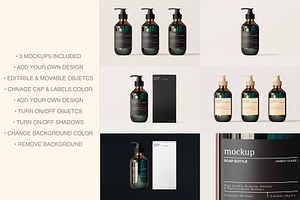 Amber – Glass Soap Bottle Mockup Set, a Packaging Mockup by Zumrod