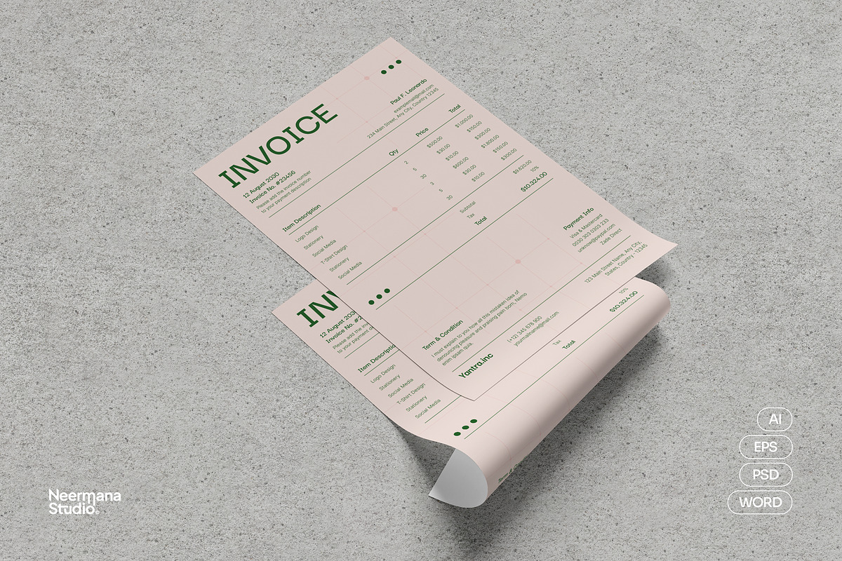 Simple Invoice, a Stationery Template by Neermana (Photo 1 of 4)