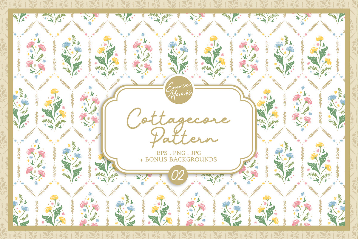 Cottagecore Pattern 2 Vintage Floral, a Pattern Graphic by Euonia Meraki (Photo 1 of 10)