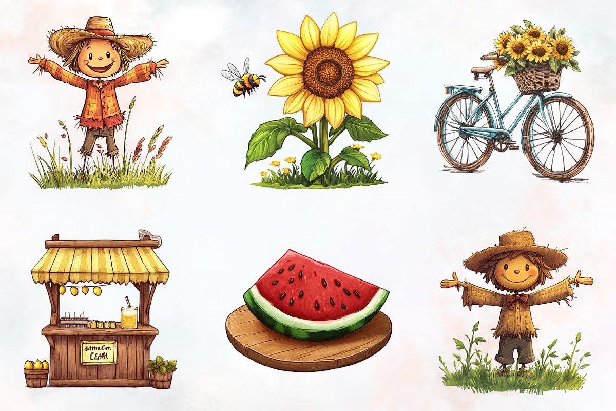 Happy Rustic Summer Clipart, an Illustration by RobertsArt (Photo 5 of 7)